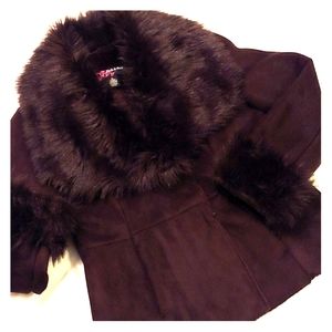 Faux Fur Trimmed Brown Jacket